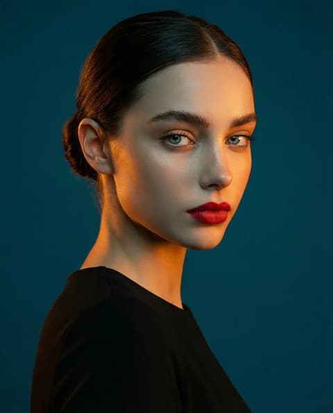 Amber Gaze: High-Contrast Studio Portrait
