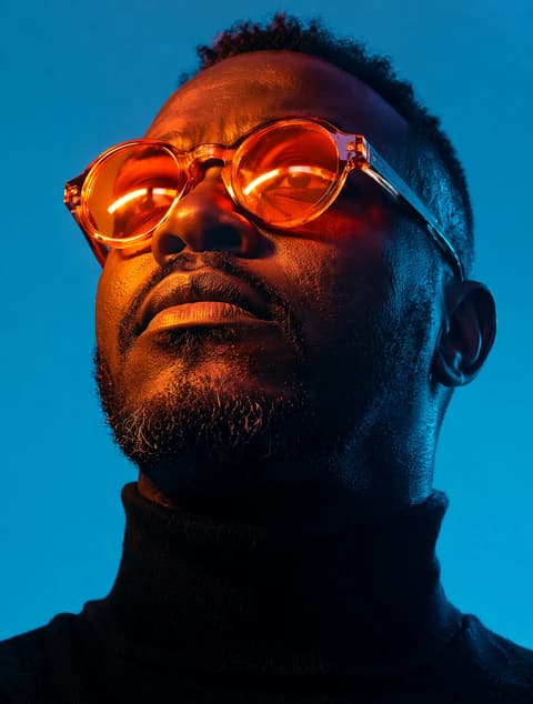 Orange & Cyan: Low-Angle Cyber Portrait
